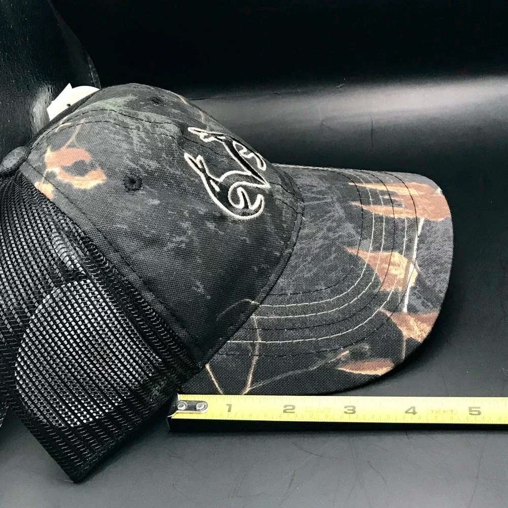 Realtree Antler Logo Camo Trucker Hat Mens Black Mesh Adjustable Hunting Cap NWT